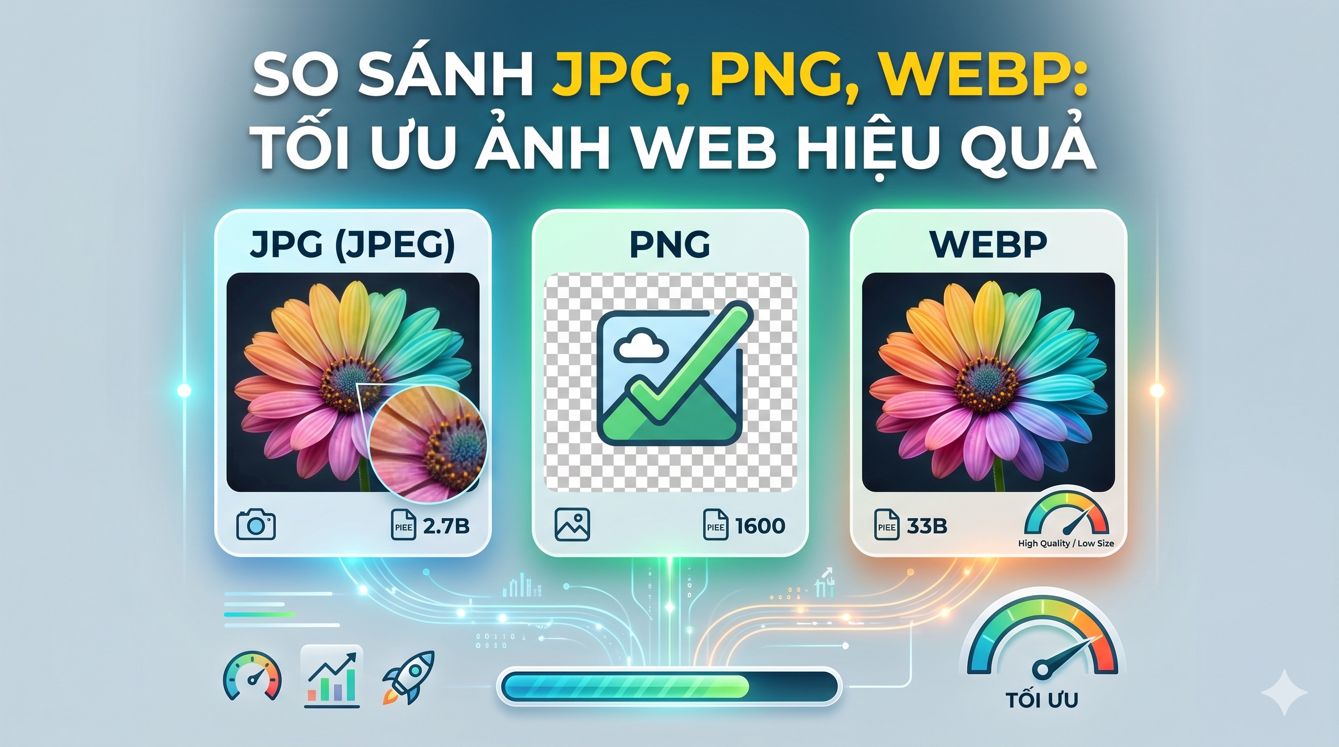 So sánh JPG, PNG, WEBP: Tối ưu ảnh web hiệu quả 2026